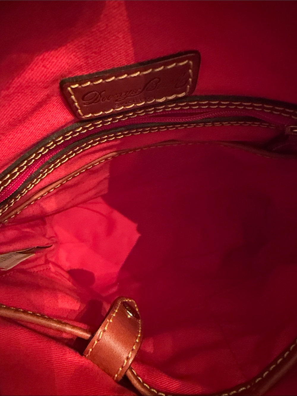 25$ LOW Dooney & Bourke Pink and White Striped Crossbody Bag GUC - Picture 16 of 16